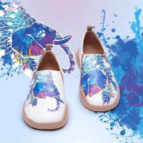 UIN Women's Walking Travel Shoes Microfiber Loafers(colored Elephant133)No Box - Picture 1 of 12